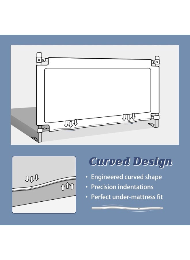 واي آند دي حاجز أمان طويل للغاية لسرير الأطفال الصغار مقاس 75 بوصة | حاجز أمان للسرير قابل للتعديل من جانب واحد مع أقفال أمان مزدوجة وجيب تخزين جانبي | مناسب تمامًا للأسرة المزدوجة/الكاملة/الكبيرة/الكبيرة جدًا (نمط الدب) - Image 2